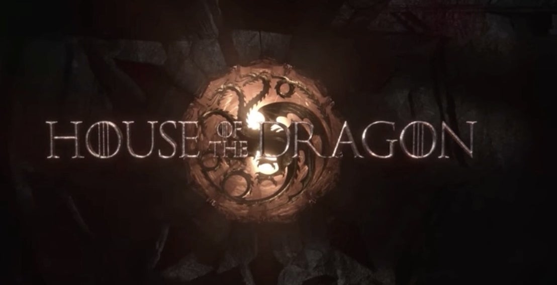 The three headed dragon symbol with the title &quot;House of the Dragon&quot; over the top