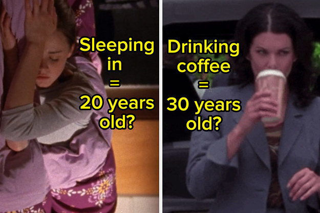 Rory Gilmore sleeps in bed and Lorelai Gilmore drinks a takeout cup of coffee