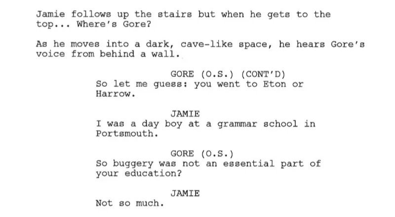 a part of the script to Gore