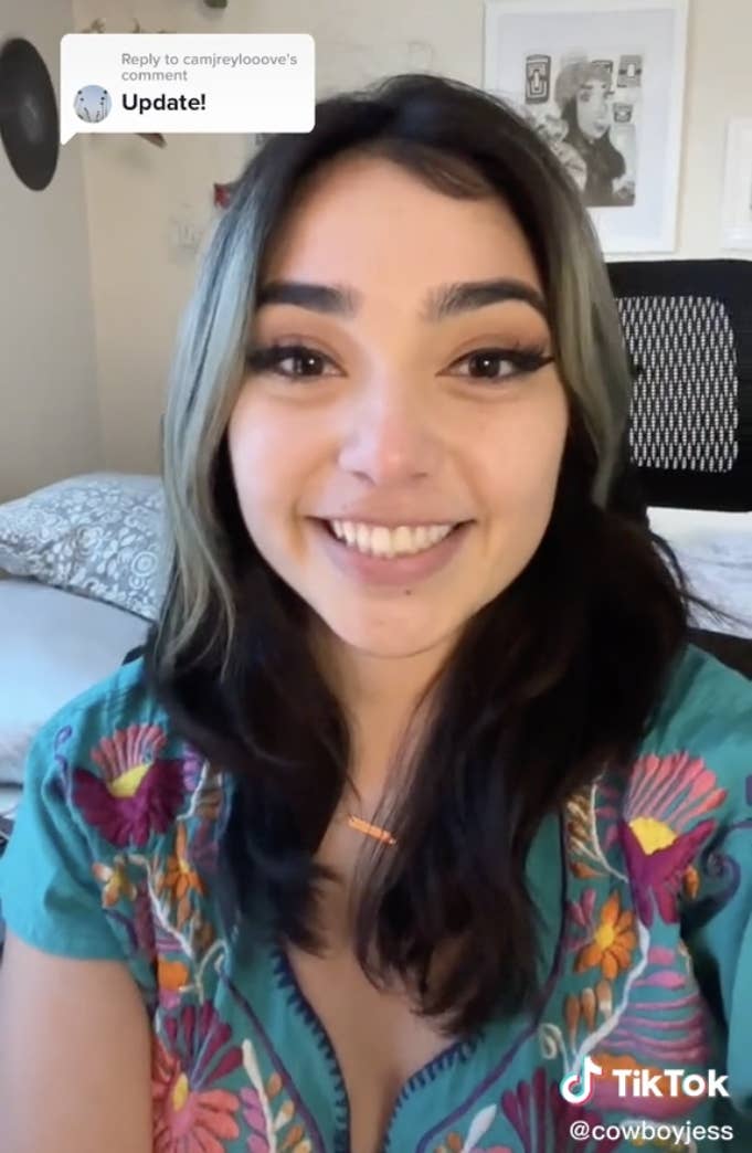 A closeup of Jessie smiling