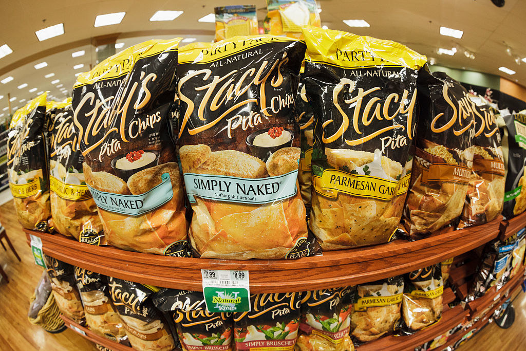 a shelf of chips