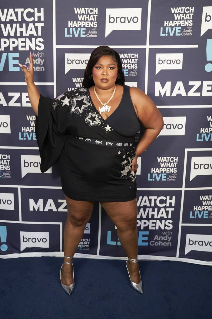 Lizzo posing at a Bravo event