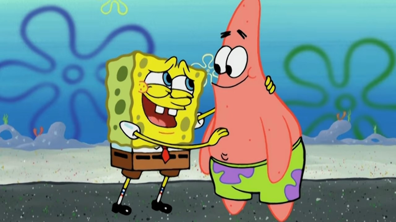 Spongebob with his hands on Patrick in &quot;SpongeBob SquarePants&quot;