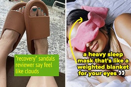 sandals and sleep mask 