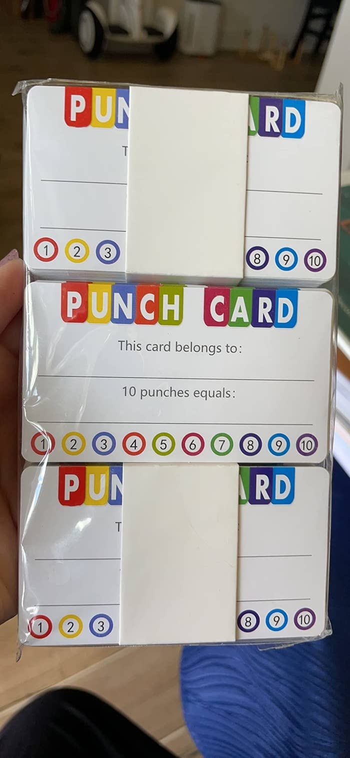 reviewer's photo of the punch cards