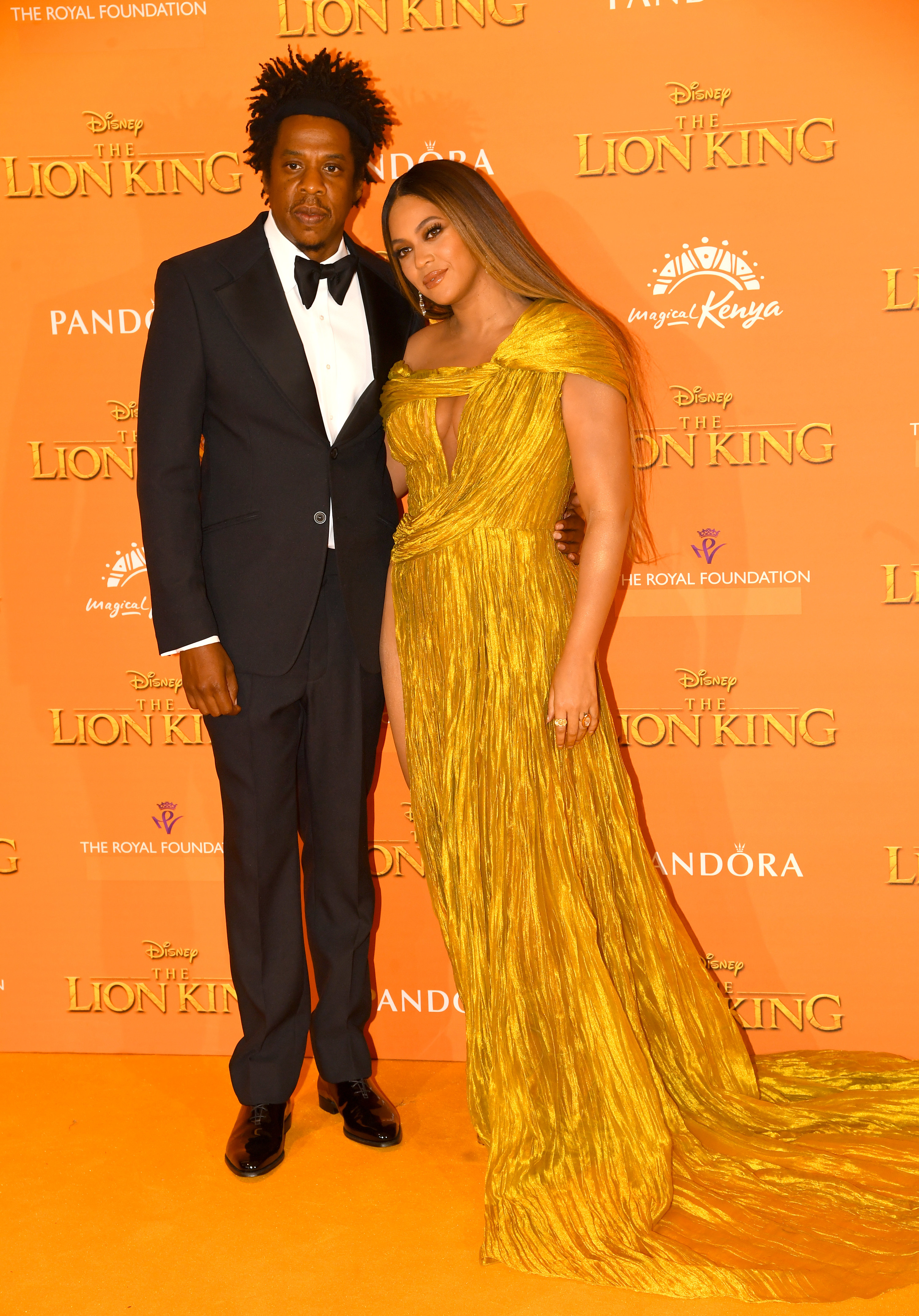 Jay Z and Beyonce Knowles-Carter attend &quot;The Lion King&quot; European Premiere at Leicester Square on July 14, 2019