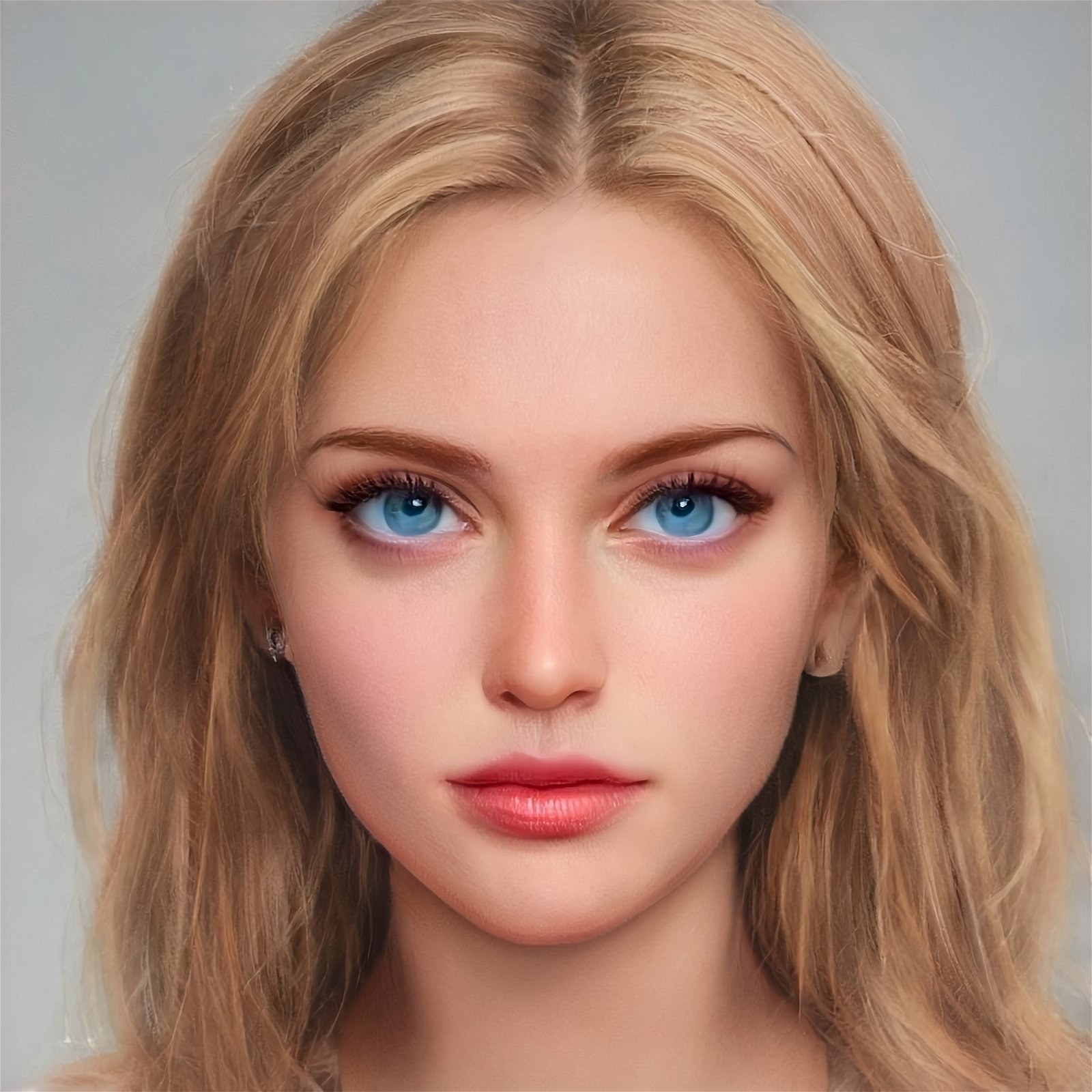 a girl with blonde hair and blue eyes