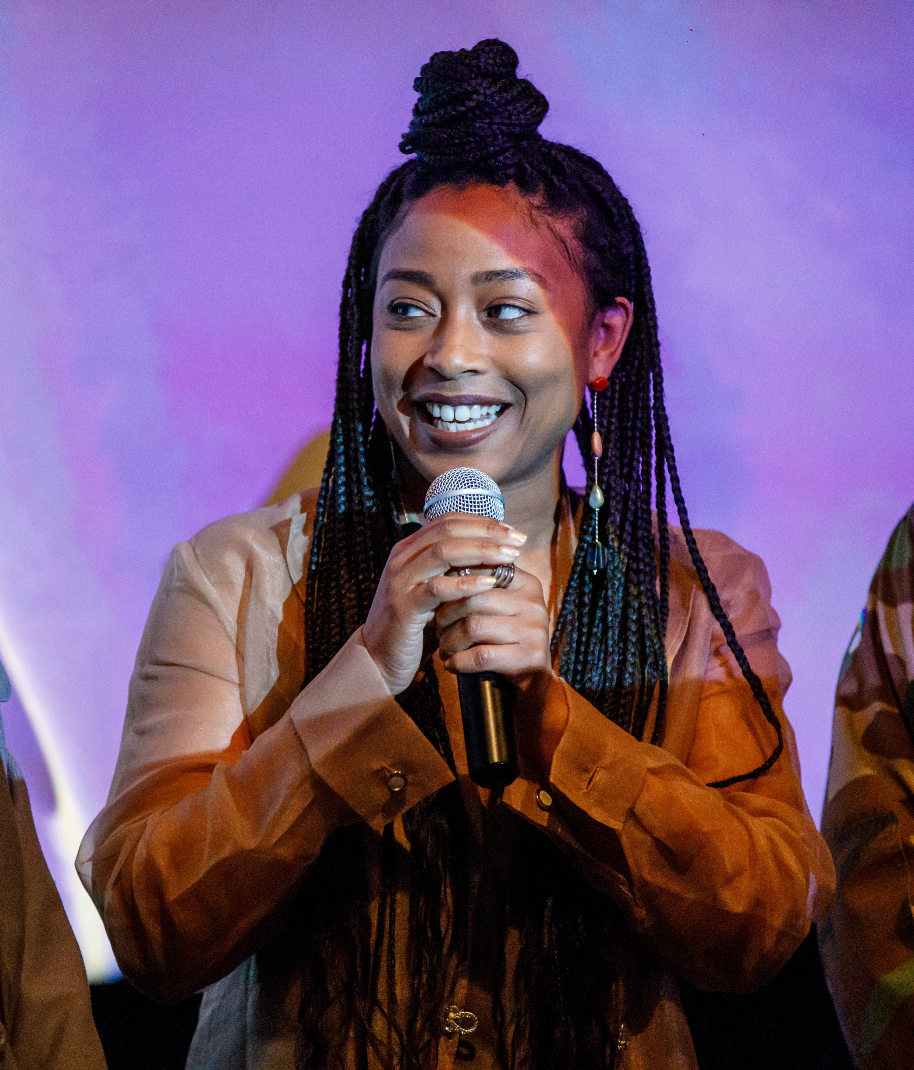 Sadé Clacken Joseph talks at a screening of &quot;Ponyboi&quot; in March 2019