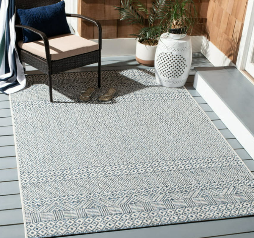 diamond-design outdoor rug