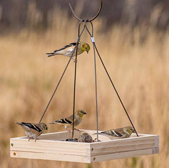 wooden hanging birdfeeder