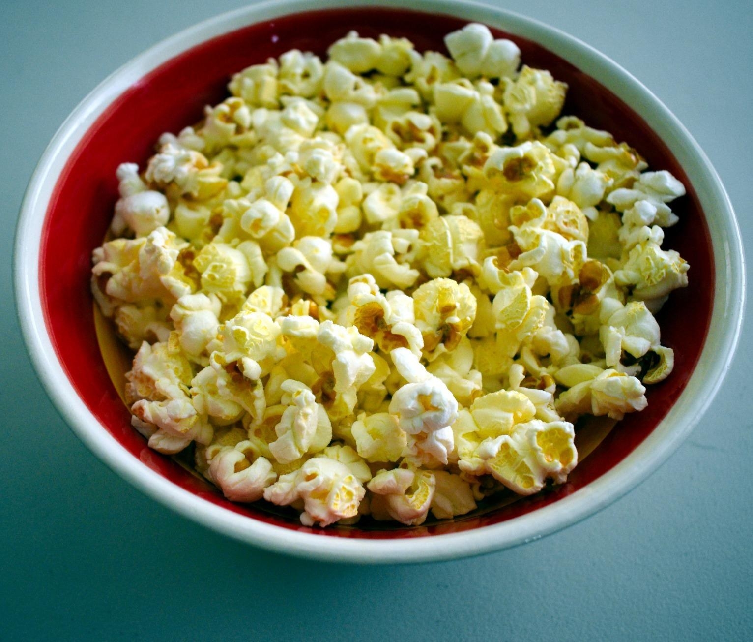 the salt on a bowl of popcorn