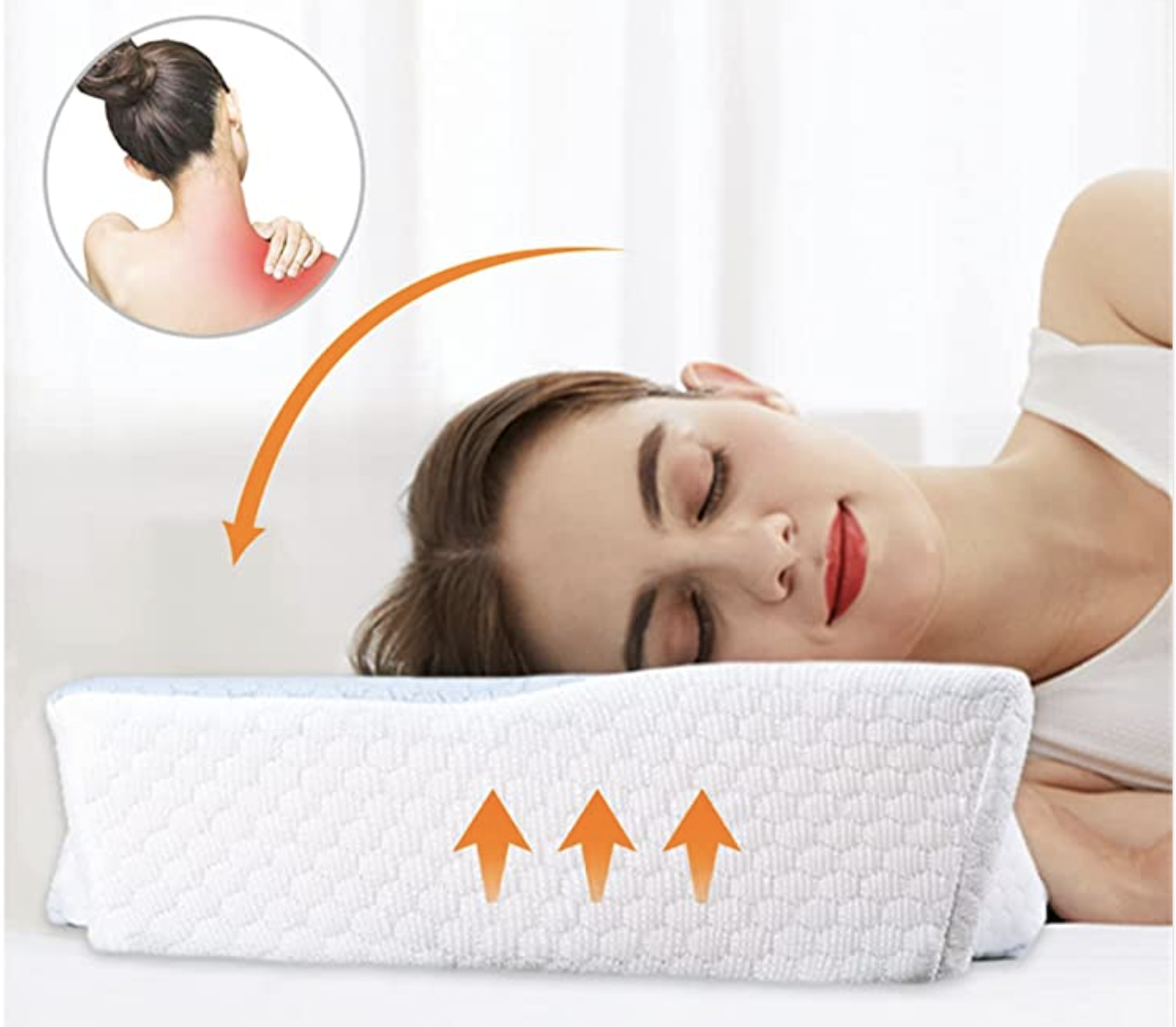 a person sleeping on the wedge pillow