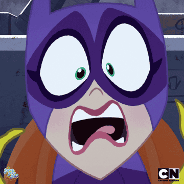 an animated Batgirl freaking out