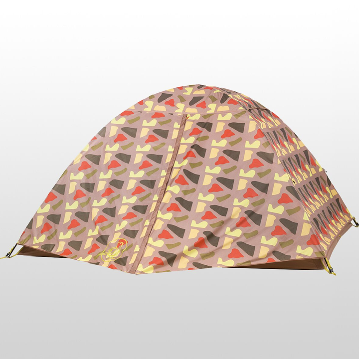green, yellow, and red-printed camping tent