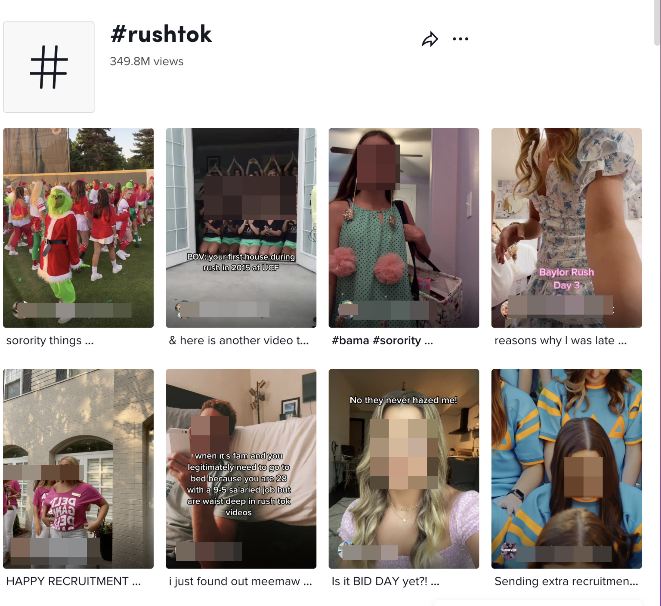 The #rushtok page on TikTok