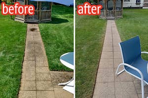 a before and after photo for an outdoor cleaner