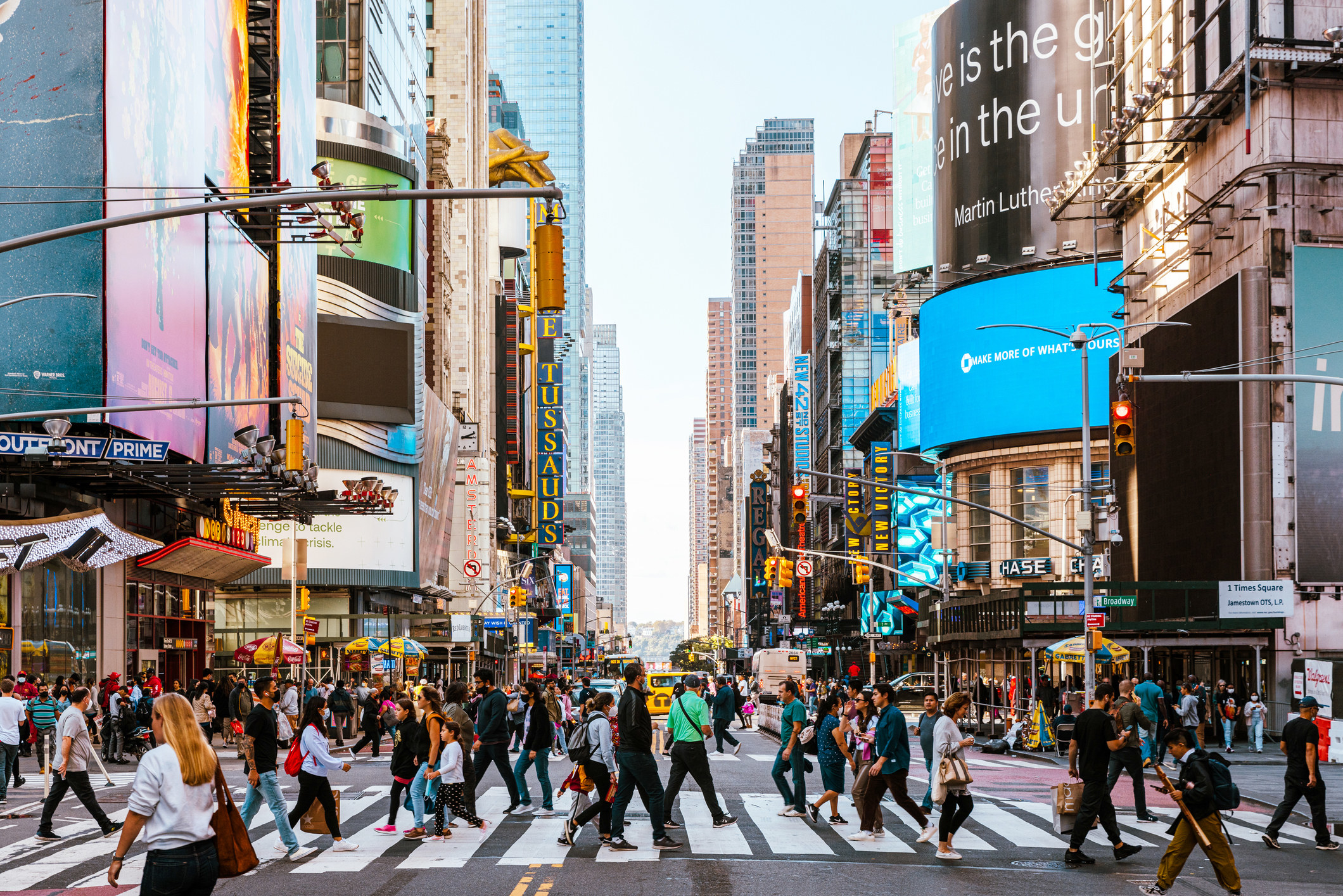 people walking in times square