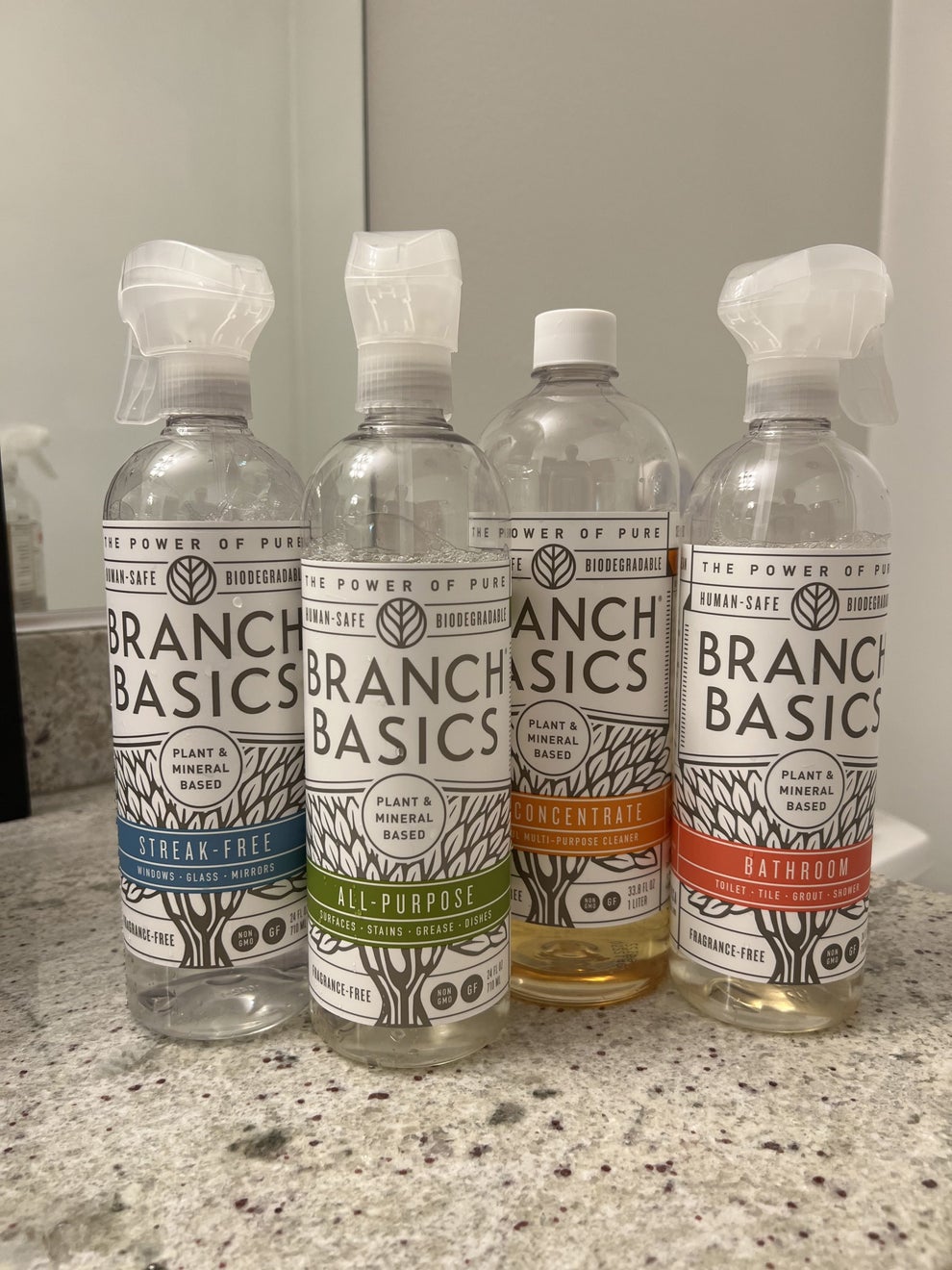 The cleaning essentials kit is shown in a bathroom