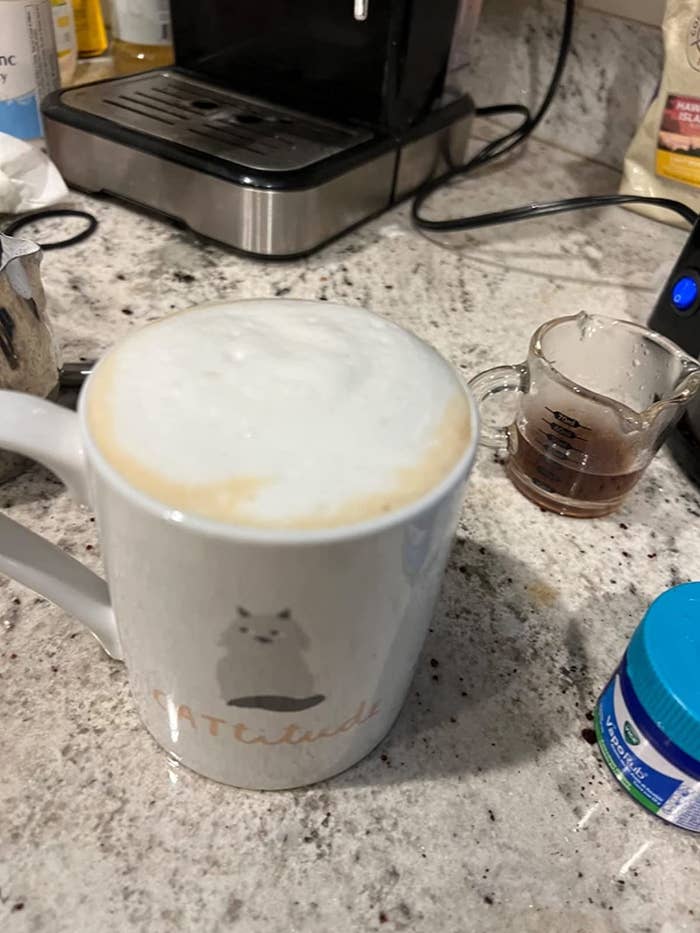 Reviewer&#x27;s photo of their latte frothed up with the frother