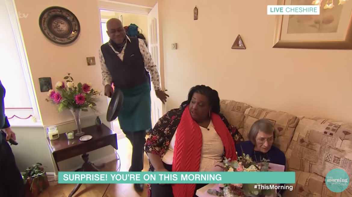 alison hammond and ainsley harriott surprising a woman with gifts