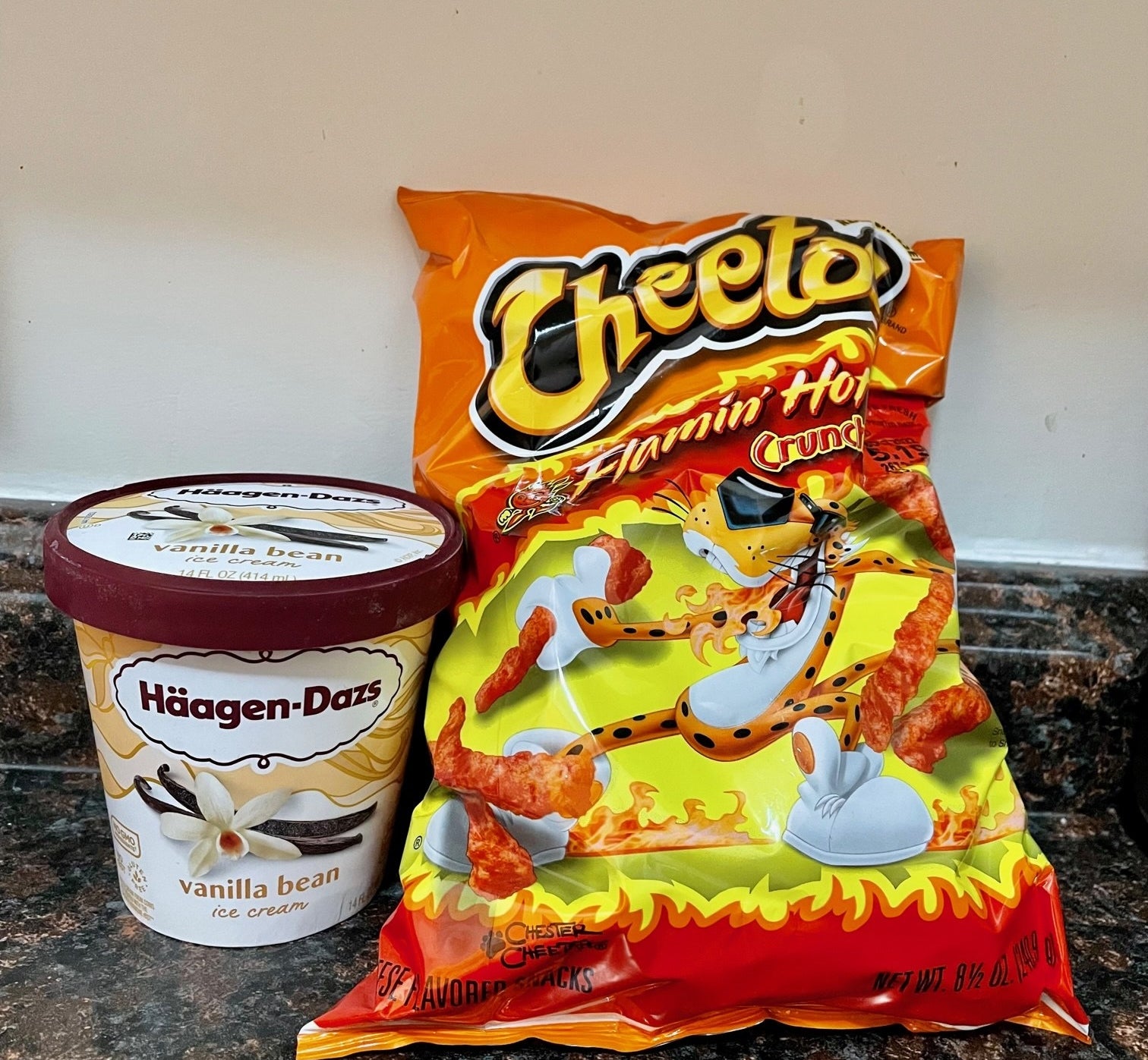Ice cream and Flamin&#x27; Hot Cheetos