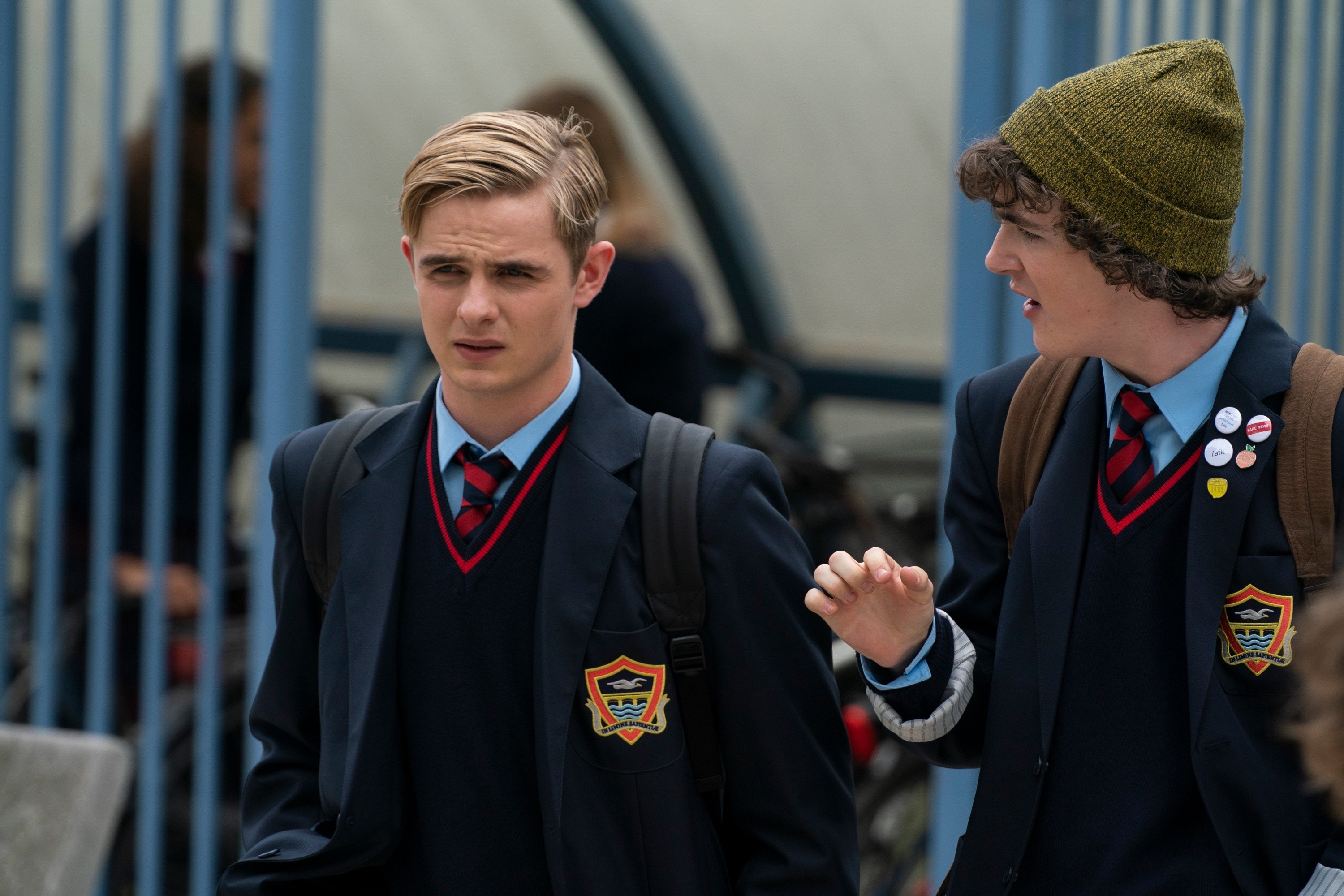 Alex and Tom in school uniforms