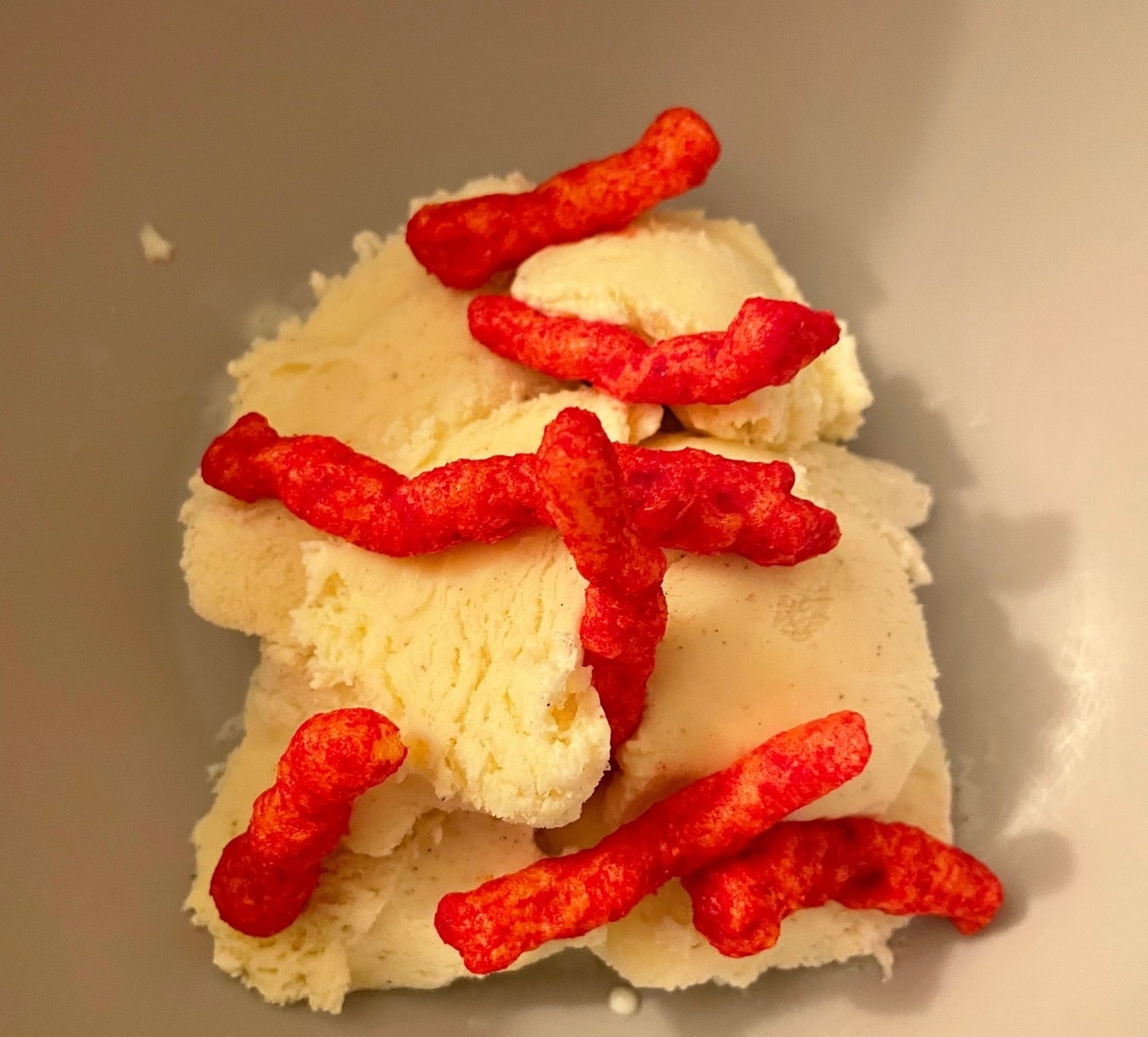 Ice cream with Flamin&#x27; Hot Cheetos