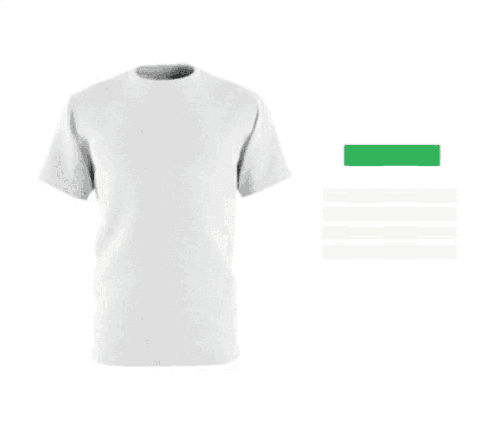 gif of a white t-shirt with three patterns being clicked, dragged, and displayed on it