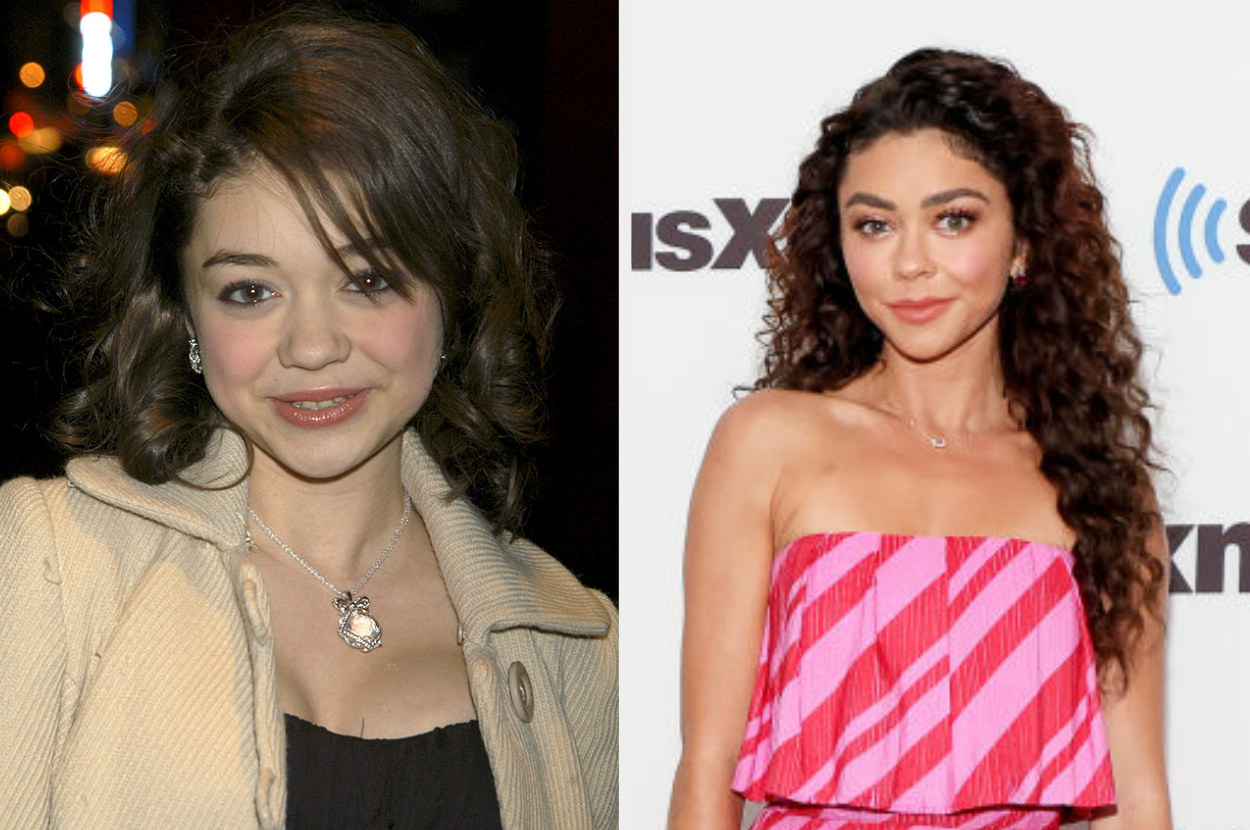 Side-by-side photos of Sarah Hyland