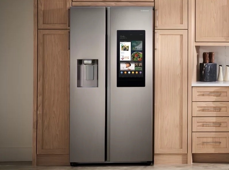 The refrigerator in the stainless steel color