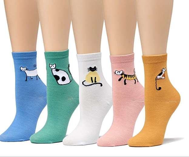 Set de 5 pares de calcetines con estampado de gato