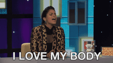 A woman saying, &quot;I love my body&quot;