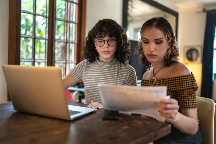 A couple managing their finances