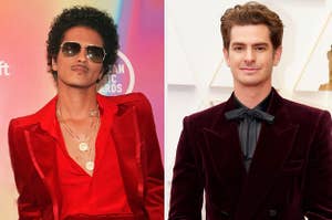 On the left, Bruno Mars, and on the right, Andrew Garfield