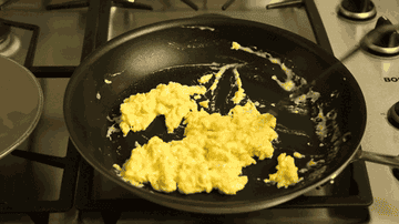 scrambled eggs in a pan
