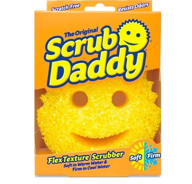 Yellow smiley-face Scrub Daddy sponge