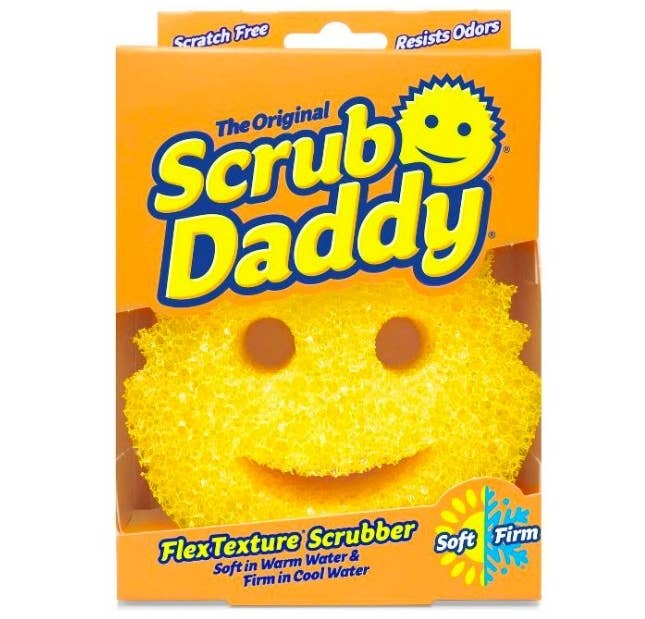 Yellow smiley-face Scrub Daddy sponge