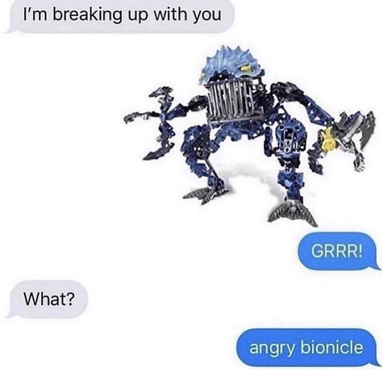 person sending a bioncle because they are angry