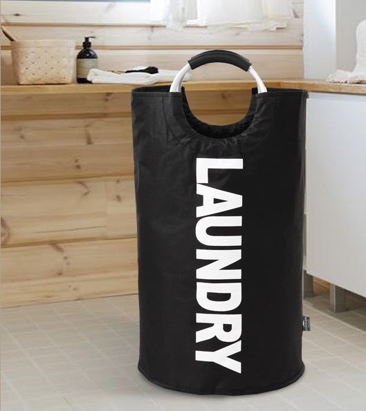 the laundry hamper in a laundry room