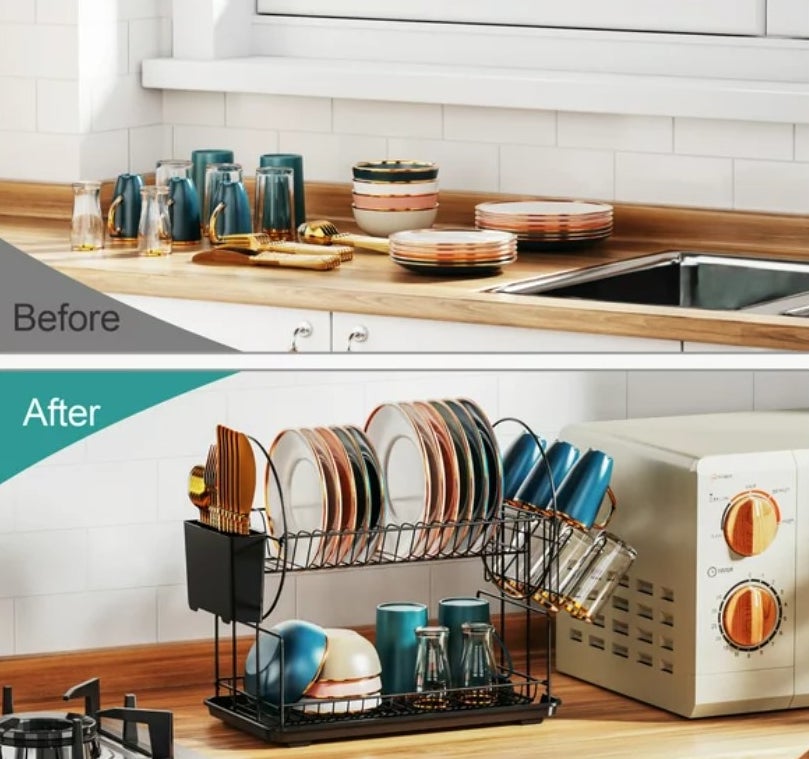 two tier dish rack
