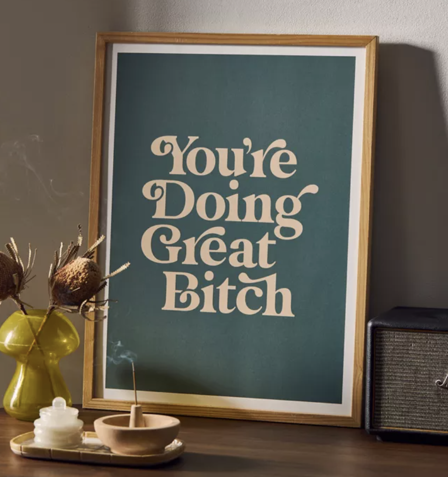 a framed poster that says you&#x27;re doing great bitch