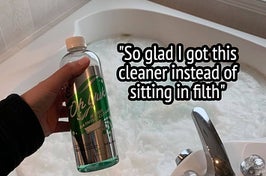 tub jet cleaner with text "so glad I got this cleaner instead of sitting in filth"