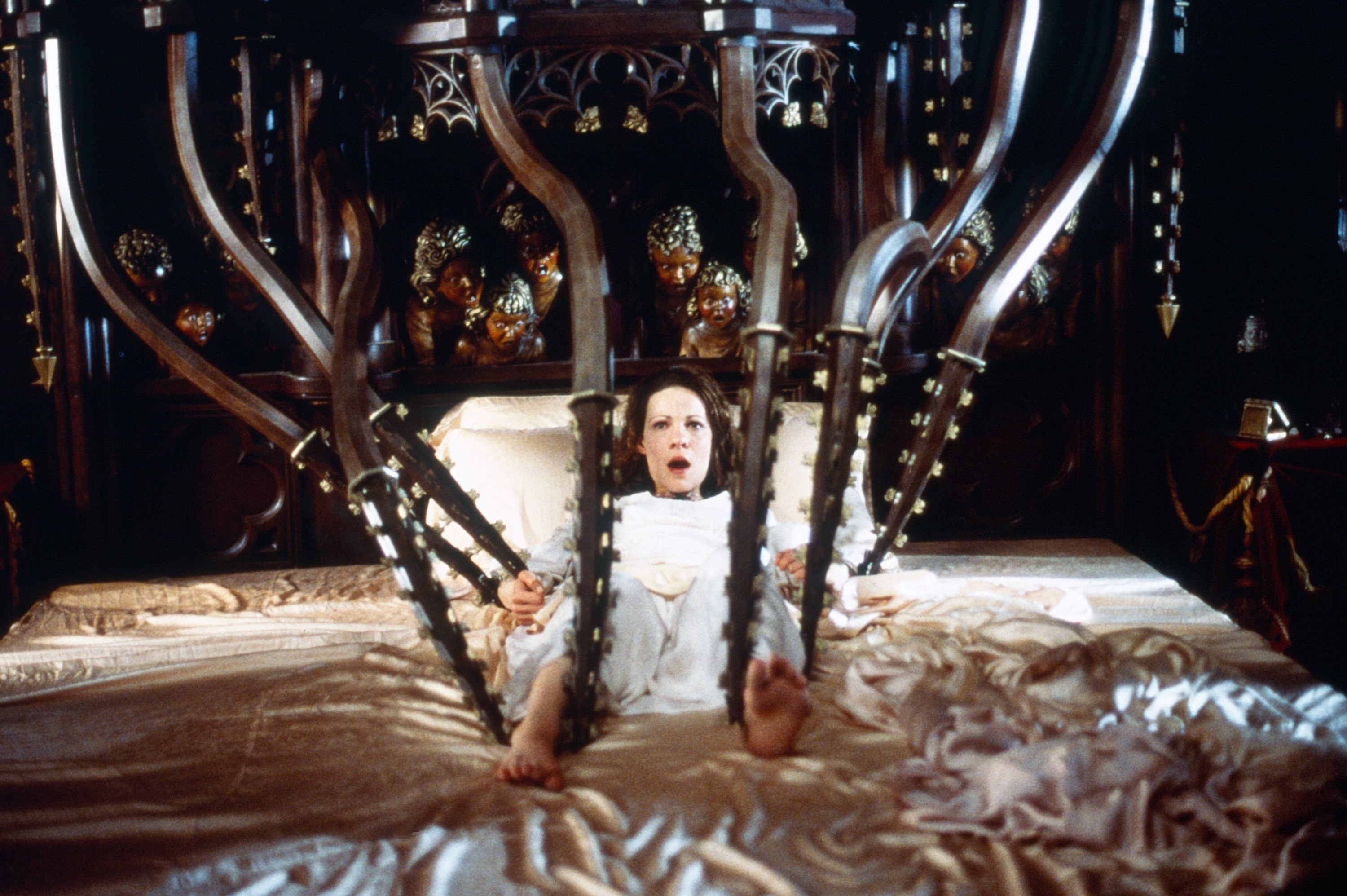 Lili Taylor in bed in restraints