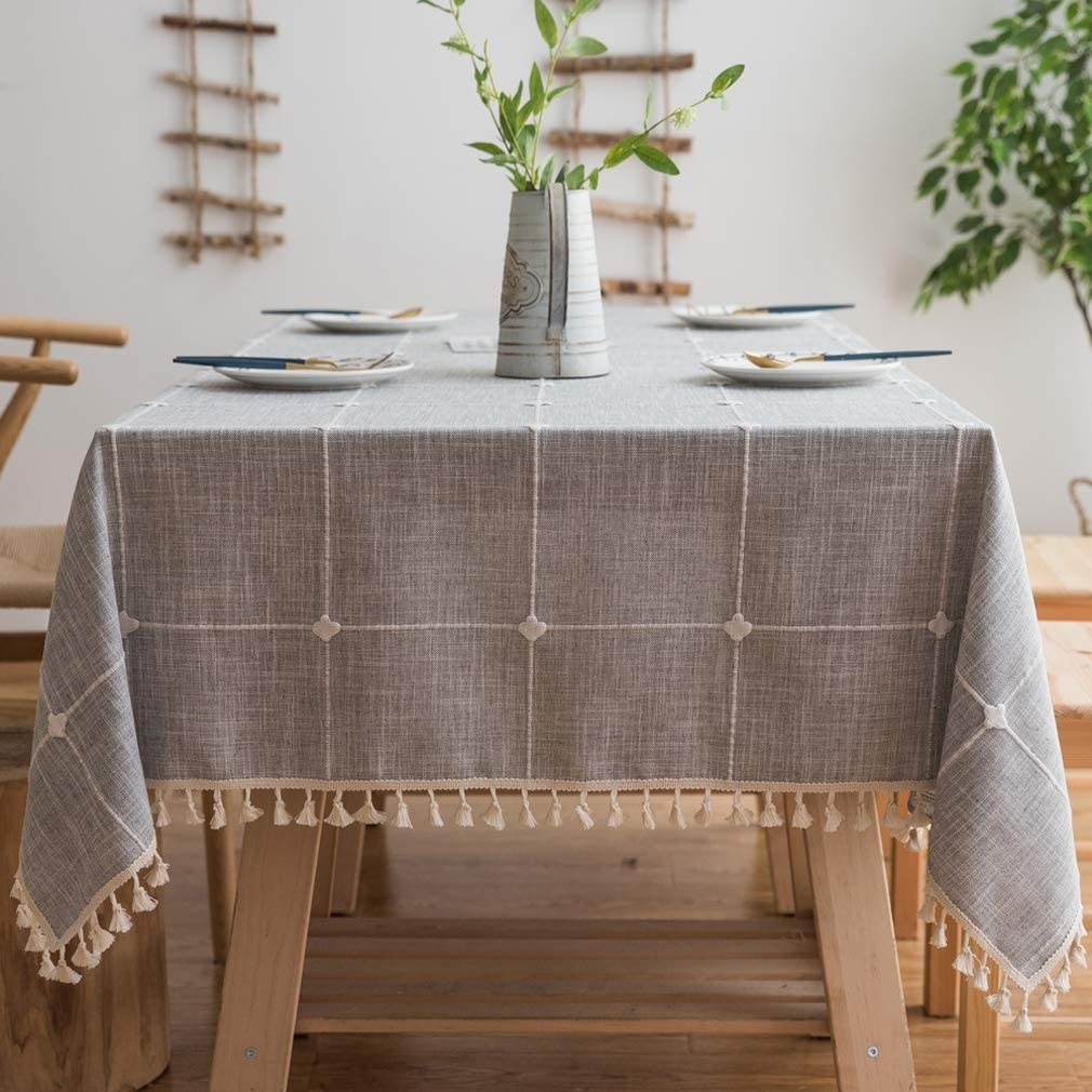 linen tablecloth on table
