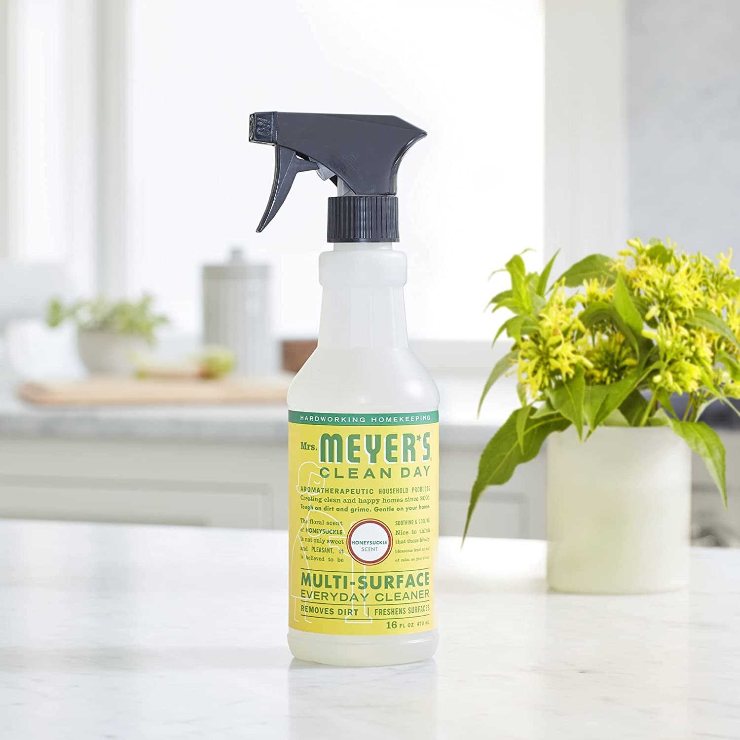 The multi-surface cleanser on a countertop