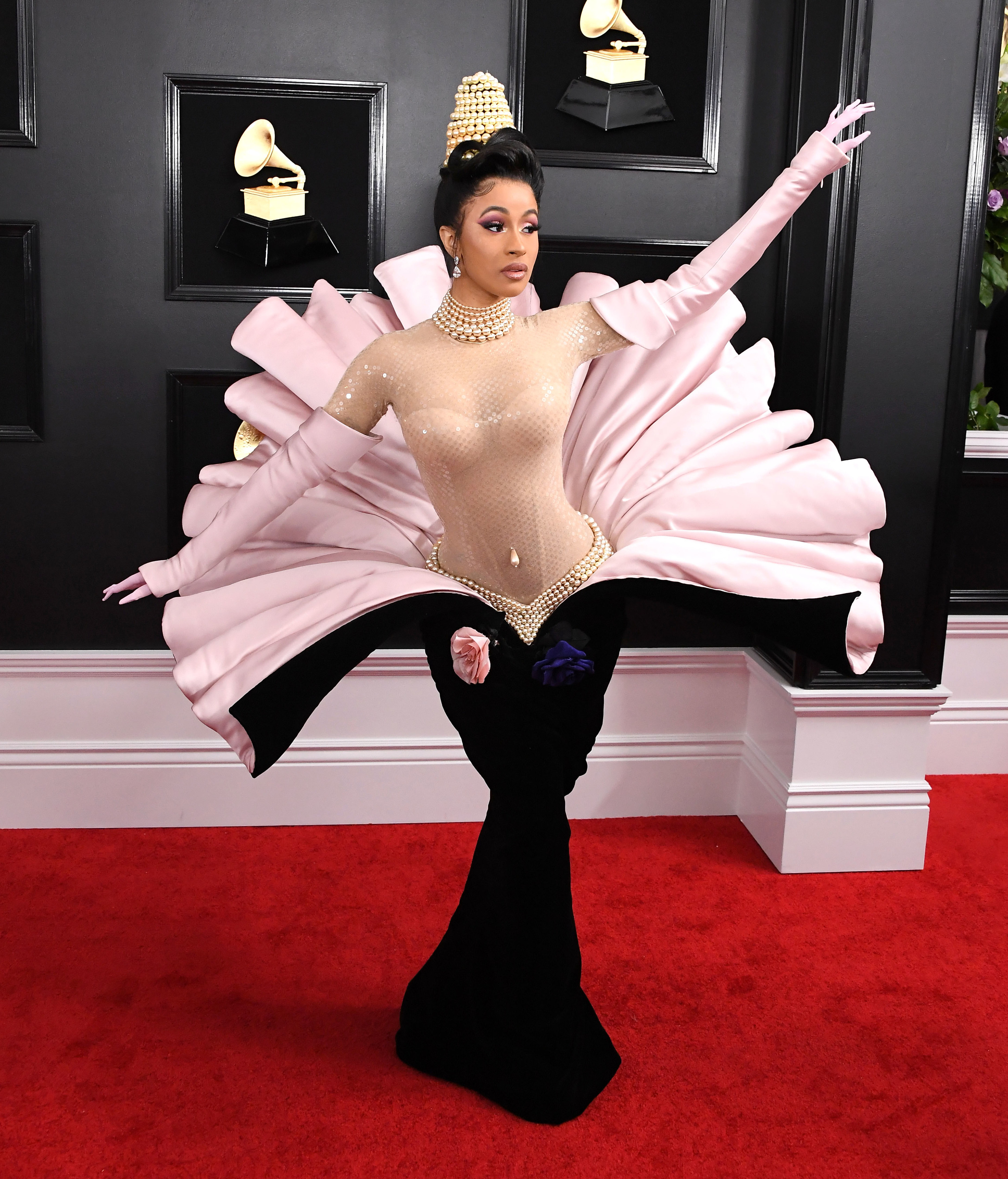 Cardi B strikes a pose in Mugler at the Grammys on February 10, 2019