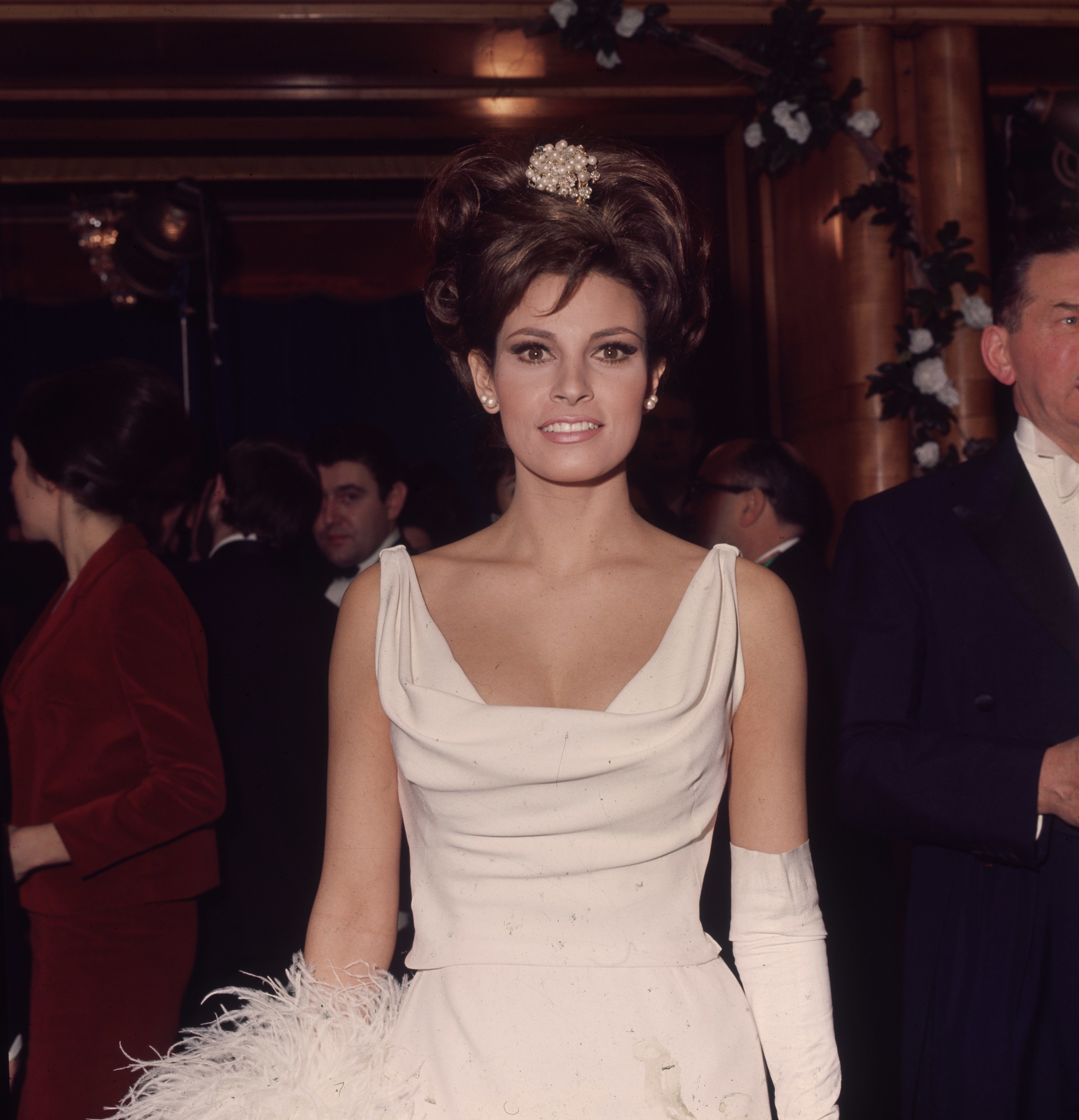 Raquel Welch appears at a Royal Film Performance event in March 1966