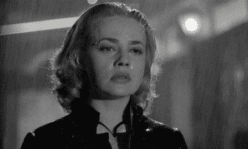 Jeanne Moreau crying in the rain