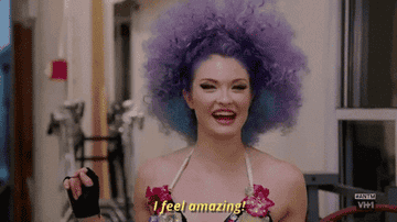 GIF of someone on America&#x27;s Next Top Model saying, &quot;I feel amazing!&quot;