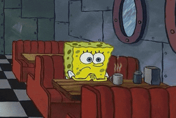 Sponge Bob sad and sitting alone